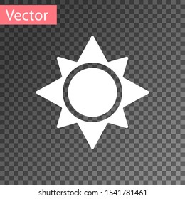 White Sun icon isolated on transparent background.  Vector Illustration
