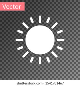 White Sun icon isolated on transparent background.  Vector Illustration