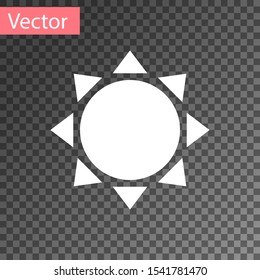 White Sun icon isolated on transparent background.  Vector Illustration