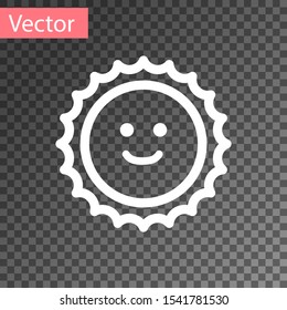 White Sun icon isolated on transparent background.  Vector Illustration