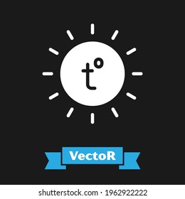 White Sun icon isolated on black background. Summer symbol. Good sunny day.  Vector