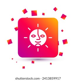 White Sun icon isolated on white background. Square color button. Vector