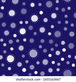 White Sun icon isolated seamless pattern on blue background. Summer symbol. Good sunny day.  Vector Illustration