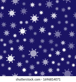 Icono de Sol Blanco aislado sin fisuras en fondo azul. Símbolo de verano. Buen día soleado. Ilustración vectorial