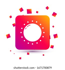 White Sun icon isolated. Summer symbol. Good sunny day. Square color button. Vector Illustration