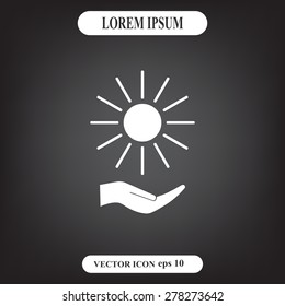 white sun icon on gray background