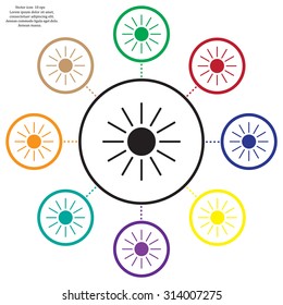 white sun icon on gray background
