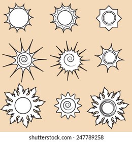white sun icon set