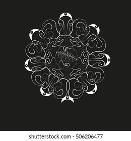 White Sun logo pattern
Author abstraction design handmade sun and moon contour curls point line shaped tattoo emblem folk art background black eps10 vector illustration Stock