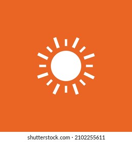 White sun on orange background, logo, vector icon