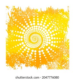 White sun on a yellow background. Hello summer. Vector illustration