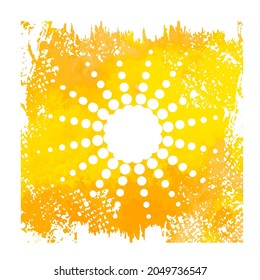 White sun on a yellow background. Hello summer. Vector illustration