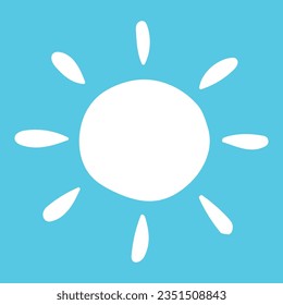 white sun vector illustration isolated on blue background