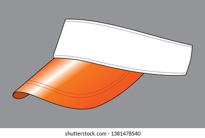 White Sun Visor Cap Design
: Orange Reflective Plastic Brim