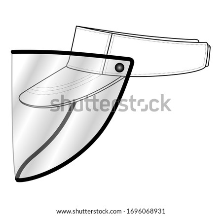 White Sun Visor Cap With Plastic Transparent Face Shield Vector For Template.