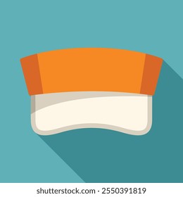 White sun visor with orange stripe presenting on blue background, visor for branding, corporate identity mockup