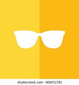White sunglasses icon vector illustration. Yellow background