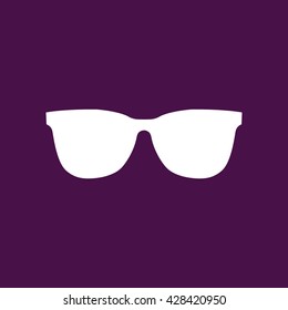 White sunglasses vector icon illustration. Purple background
