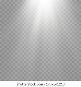 Luz solar blanca es un diseño especial translúcido del efecto luz. Fondo transparente de luz solar blanca aislada. El vector se desdibuja a la luz de la radiación.