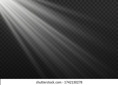 White sunlight a translucent special design of the light effect.Isolated white sunlight transparent background. Vector blur in the light of radiance.