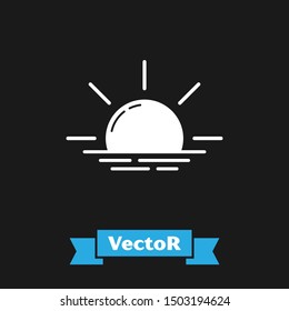 White Sunrise icon isolated on black background.  Vector Illustration