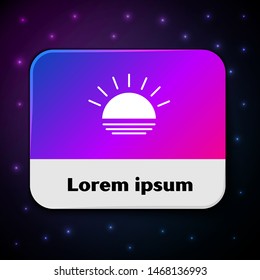 White Sunset icon isolated on black background. Rectangle color button. Vector Illustration