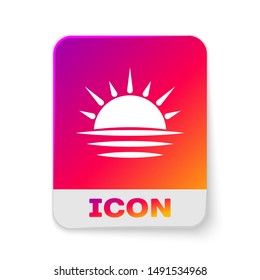White Sunset icon isolated on white background. Rectangle color button. Vector Illustration