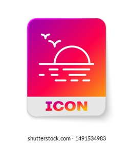 White Sunset icon isolated on white background. Rectangle color button. Vector Illustration