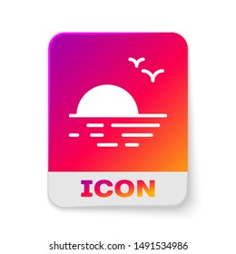 White Sunset icon isolated on white background. Rectangle color button. Vector Illustration