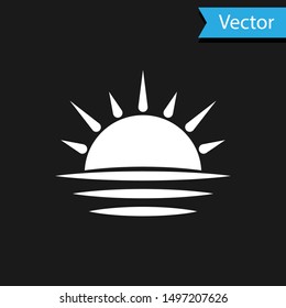 White Sunset icon isolated on black background.  Vector Illustration