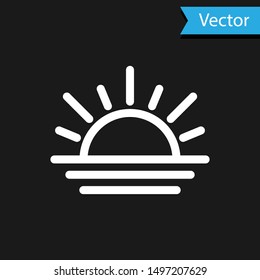 White Sunset icon isolated on black background.  Vector Illustration