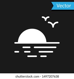 White Sunset icon isolated on black background.  Vector Illustration