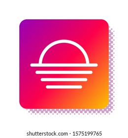 White Sunset icon isolated on white background. Square color button. Vector Illustration