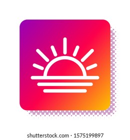 White Sunset icon isolated on white background. Square color button. Vector Illustration