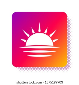 White Sunset icon isolated on white background. Square color button. Vector Illustration