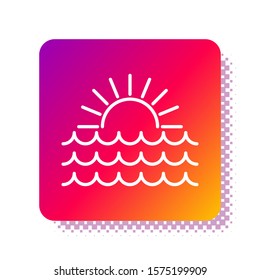 White Sunset icon isolated on white background. Square color button. Vector Illustration
