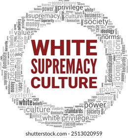 White Supremacy Culture word cloud conceptual design isolated on white background.