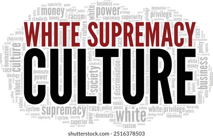 White Supremacy Culture word cloud conceptual design isolated on white background.