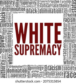 White Supremacy Vector Illustration Word Cloud Isolated On White Background.