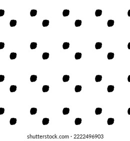 Superficie blanca con ornamento de puntos de polka negro. Patrón veloz. Ilustración de fondo, diseño decorativo para tela o papel. Modernidad