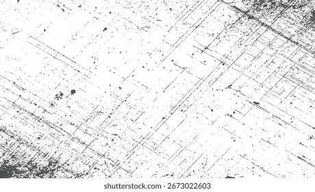 superfície branca coberta por numerosas linhas diagonais escuras e manchas espalhadas, criando uma textura angustiada.