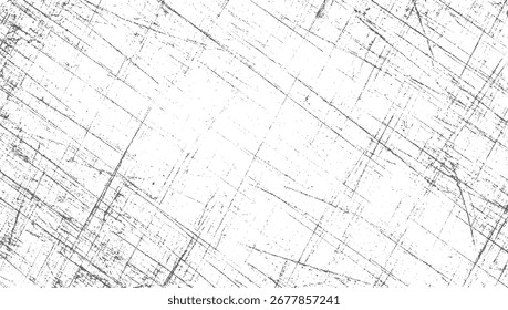 Eine weiße Oberfläche, die mit zahlreichen dunkelgrauen Kratzern und Flecken bedeckt ist und eine bedrückende Textur erzeugt.