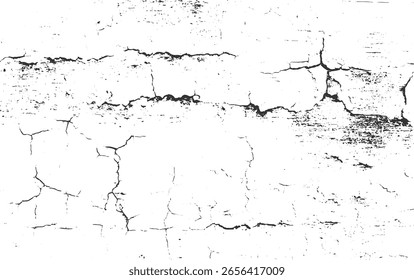 Una superficie blanca con numerosas grietas negras y motas que crean una textura afligida.