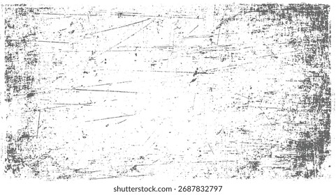 Una superficie blanca con numerosos arañazos de color gris oscuro y motas que crean una textura afligida.