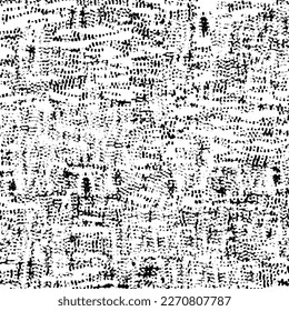 Weiße Oberfläche mit Pixeln und anderen Zeichen in Schwarz. Grunge Leinwand Textur. Fleckiger Hintergrund. Abstrakte Vektorgrafik.