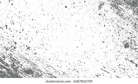 A white surface with scattered grey speckles and distressed marks creating a textured background.