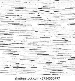 White surface with scratches and markings drawn with a thinner or thicker horizontal black line. Paper pattern. Abstract wooden plank. Vector seamless.