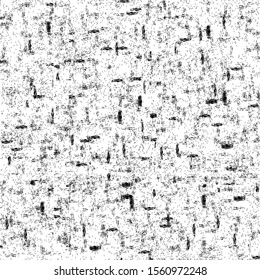 White surface sprinkled with dashes and some marks. Abstract graphic pattern. Monochrome spotted background.