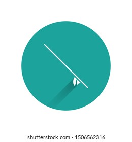 White Surfboard icon isolated with long shadow. Surfing board. Extreme sport. Sport equipment. Green circle button. Vector Illustration