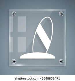 White Surfboard icon isolated on grey background. Surfing board. Extreme sport. Sport equipment. Square glass panels. Vector